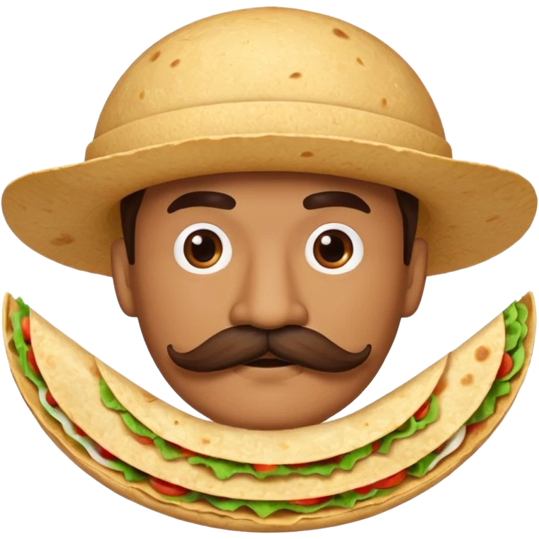  tortilla with a  mustache, no handlebar corners on the mustache emoji