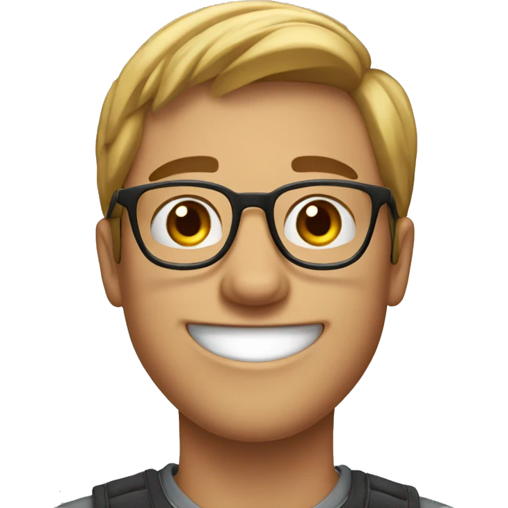 smiling young man with hands up who wearing glasses emoji