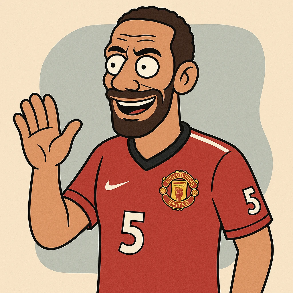 Rio Ferdinand, football icon, cartoon style emoji