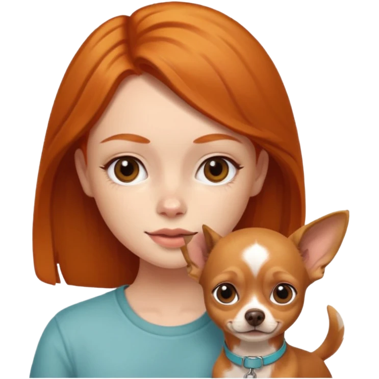 ginger girl with a brown chihuahua  emoji