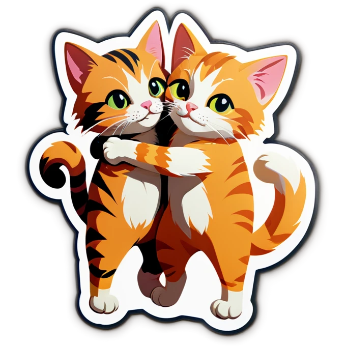 2 cats hugging emoji