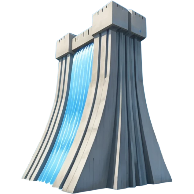 dam, with blue water emoji