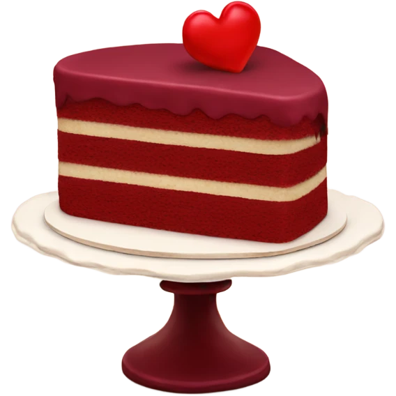Vintage burgundy and red heart cake emoji
