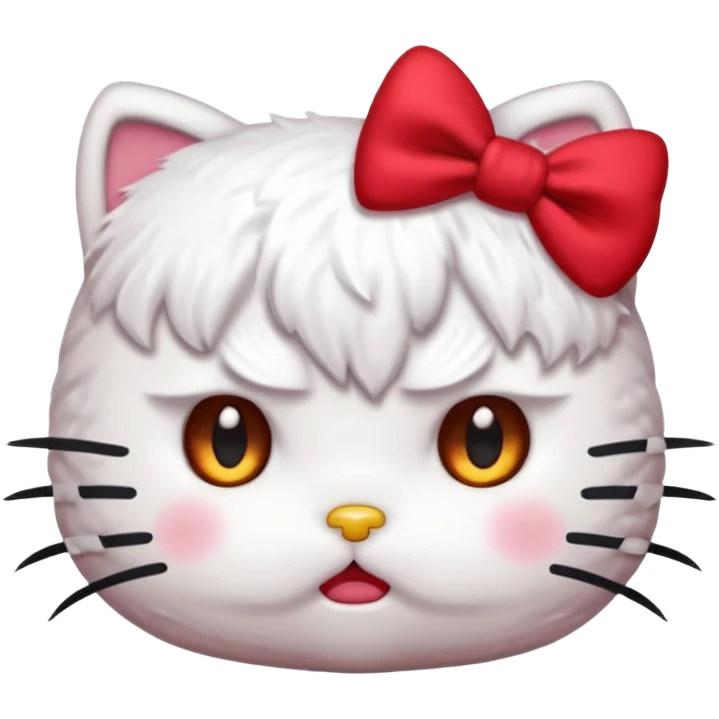 hello kitty with furrowed brows, angry expression emoji