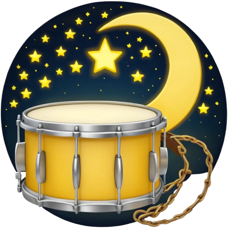 crescent moon and drum together emoji