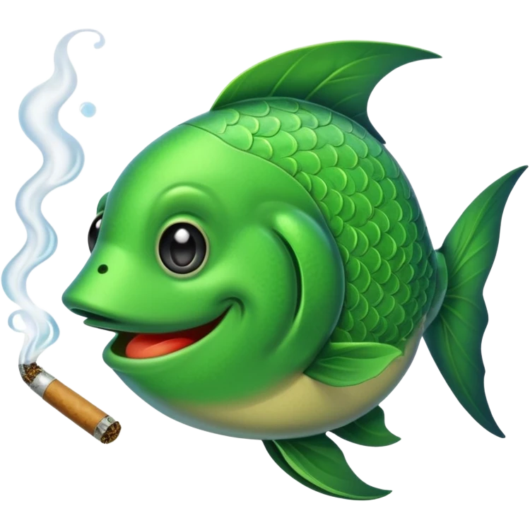Fish smoking a huge blunt emoji