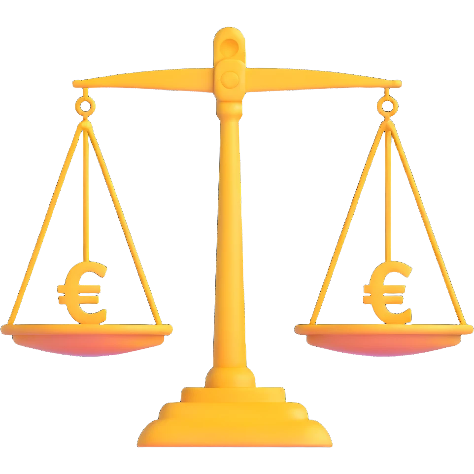 balance scale with euro symbols in both plates emoji