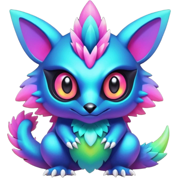 Dark bright neon colorful edgy exotic Fakémon-Pokémon-Vernid-creature emoji