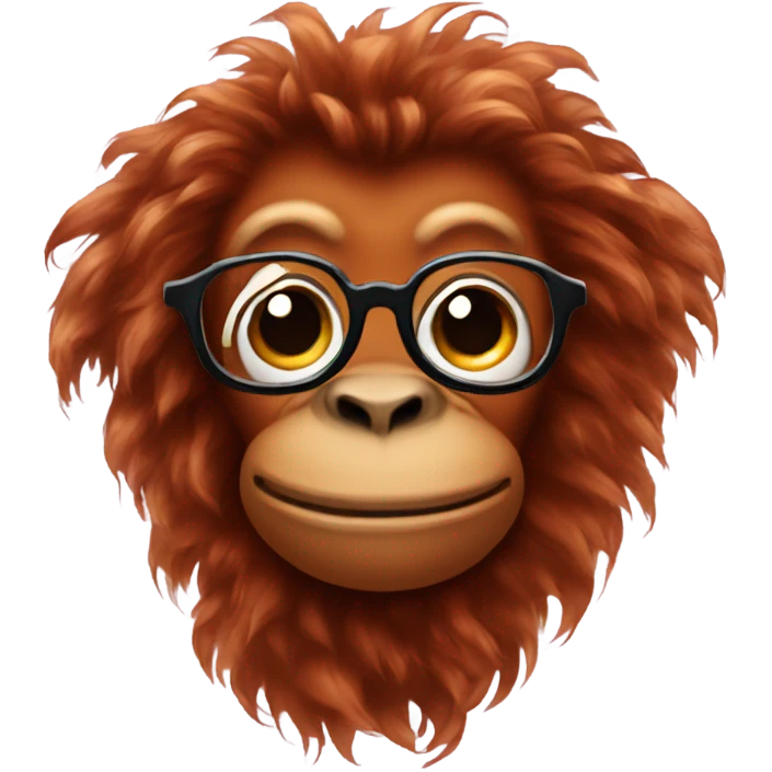 Cute orangutan with curly hair and glasses  emoji