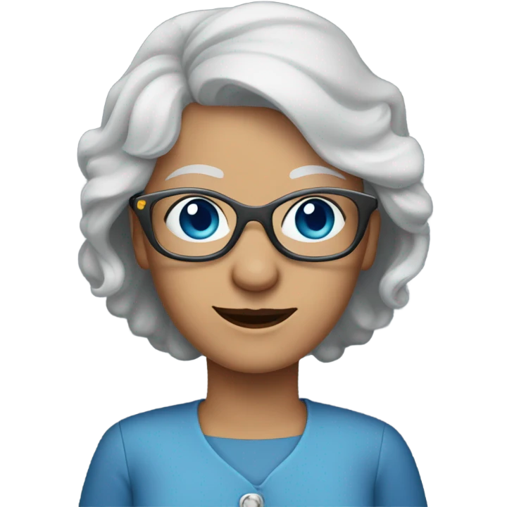 Blue eyes younger grandma with long gray hair and sunglasses  emoji