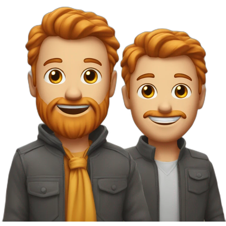 Homme roux avec un homme brin qui s’amuse  emoji