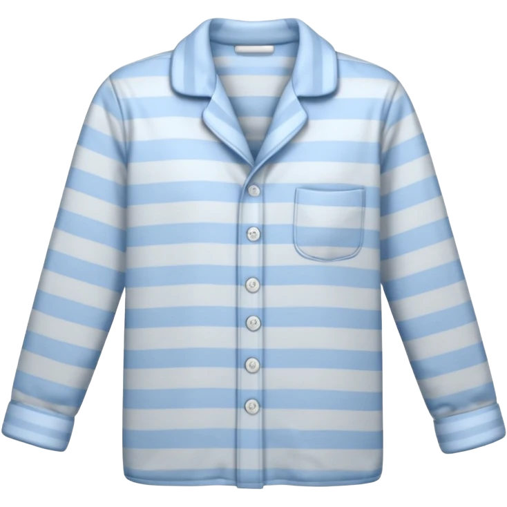 emoji of an isolated striped pajama top, light grey and pastel blue vertical stripes, button-down long sleeves, neatly folded flat-lay, no person, no body, no mannequin, cozy winter nightwear mood, soft shading, clean simple shape emoji