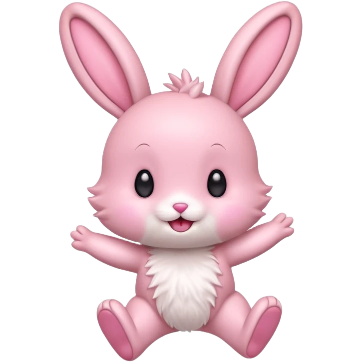 Exited pink bunny, kawaii chibi fluffy ears and body jumping of excitement  emoji