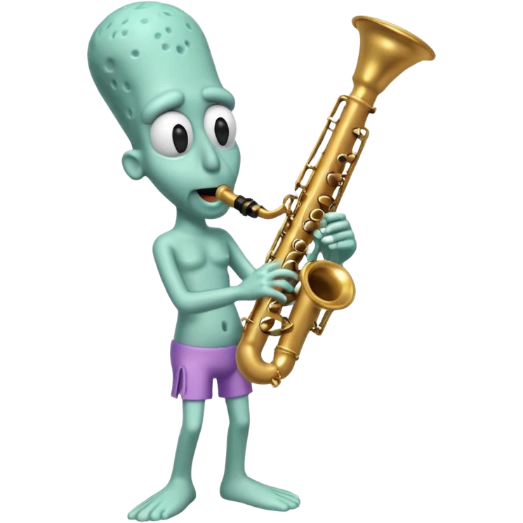 Squidward Tentacles playing the clarinet in bikini bottom vibrant cartoon style  emoji