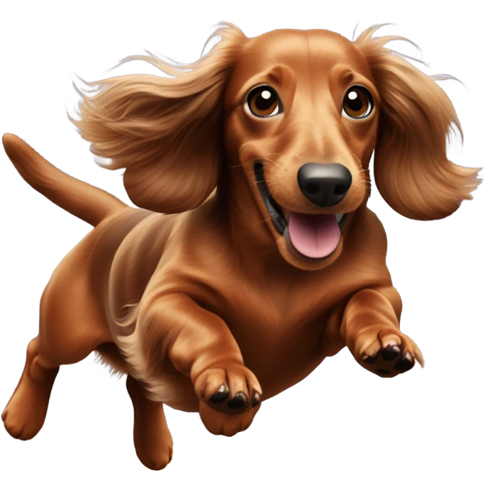Brown long haired dachs jumping agility emoji