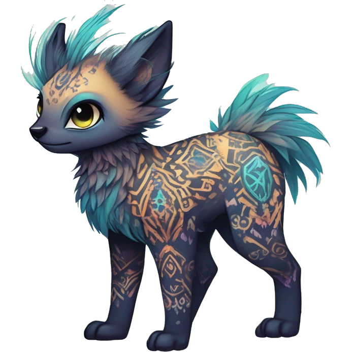 cute Kawaii edgy ethereal shy epic fantasy animal fursona Fionbri creature by griffsnuff & LiLaiRa & Falvie with exotic colors with intricate patterns full body emoji