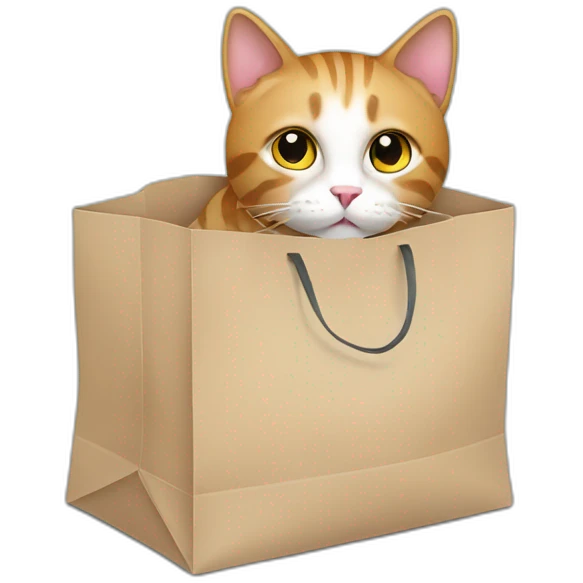 Cat sitting in shopping bag emoji