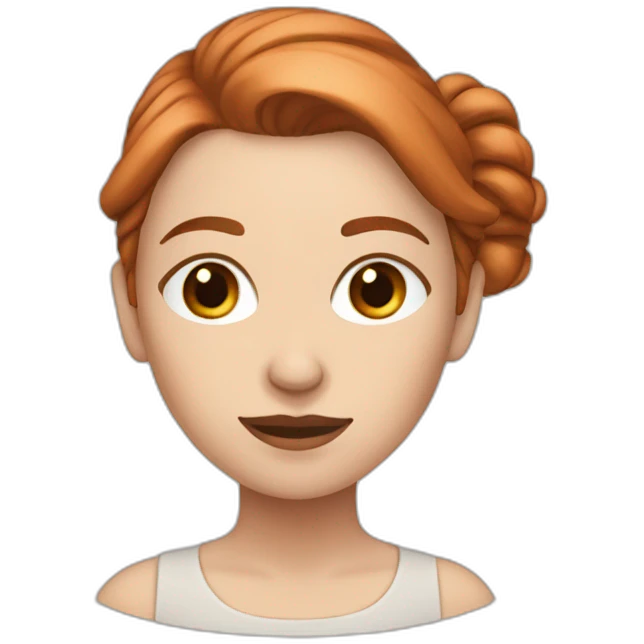 White girl with copper-colored hair tied back emoji