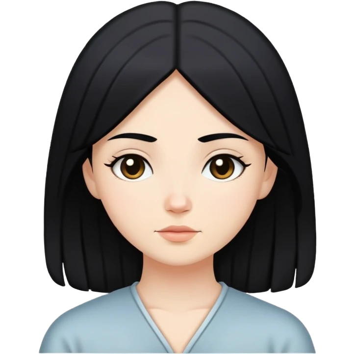 white girl with black hair, peaceful expression, representing inner peace emoji
