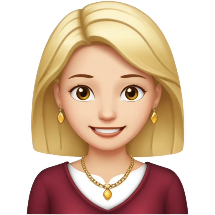 Female with Gold Necklace, fair skin, different expressions emoji