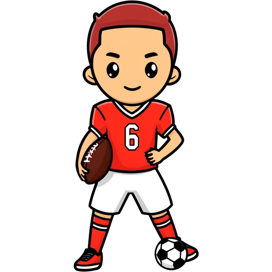 Very skinny football player wearing number 6 red jersey  emoji
