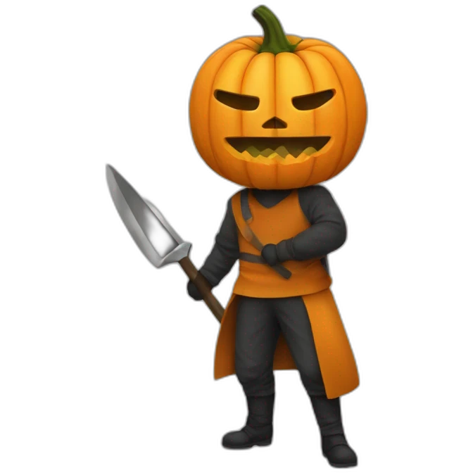 Homme avec masque de citrouille et une machette emoji