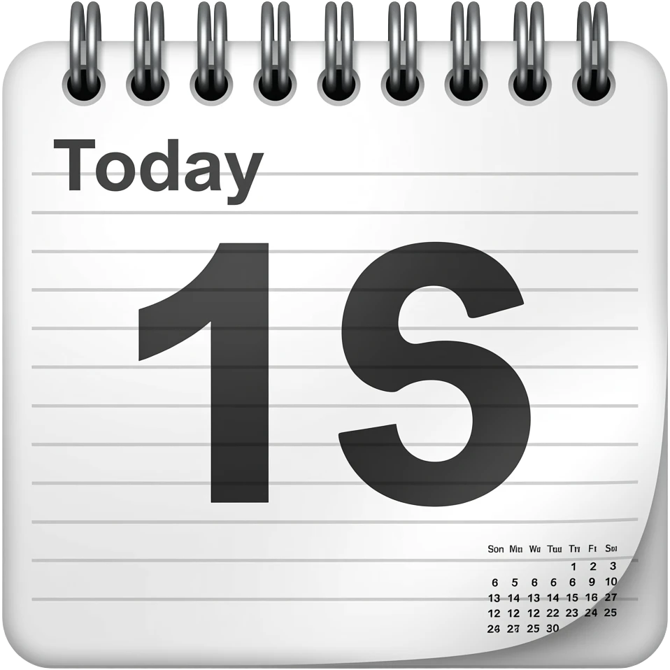 Calendar with a large number and a monthly overview in the corner. emoji