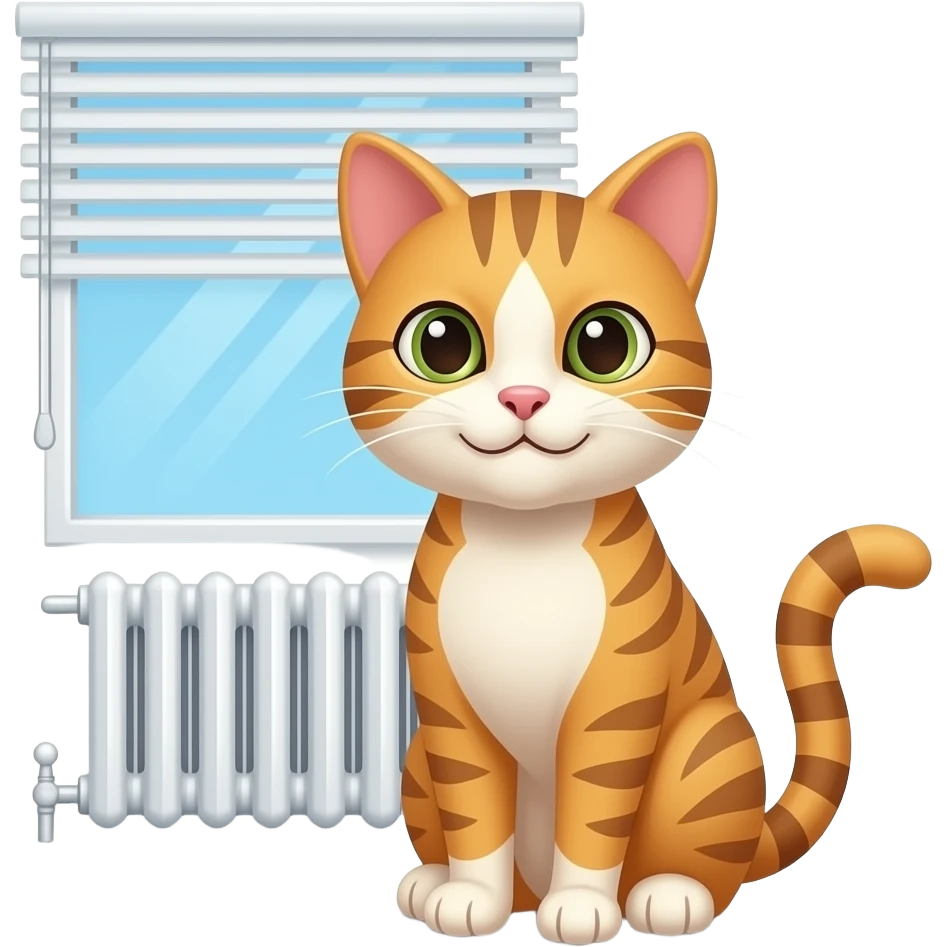 room cat window light cute blinds smile heater emoji