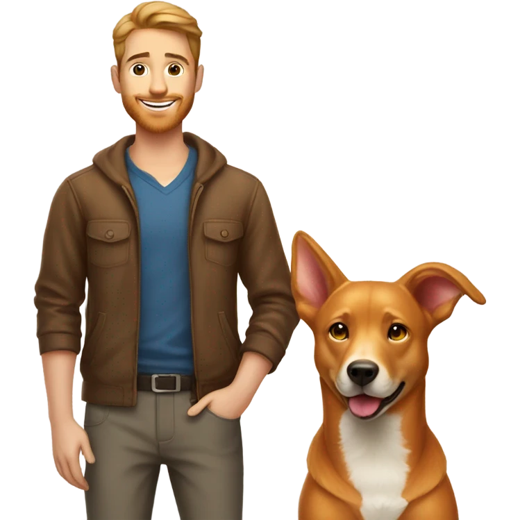  Handsome man and fox red labrador retriever emoji