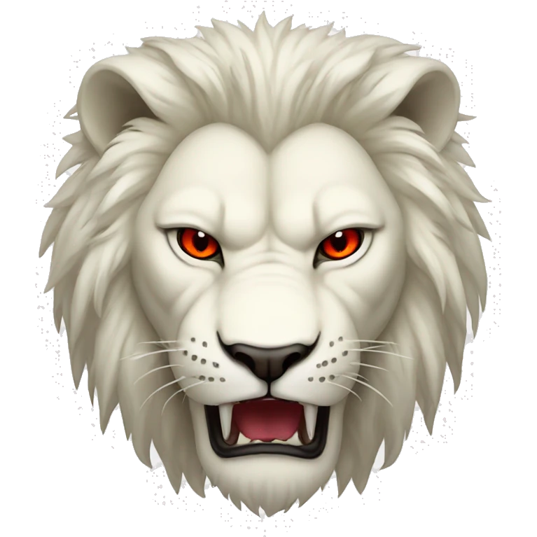 Angry white lion with red eyes  emoji
