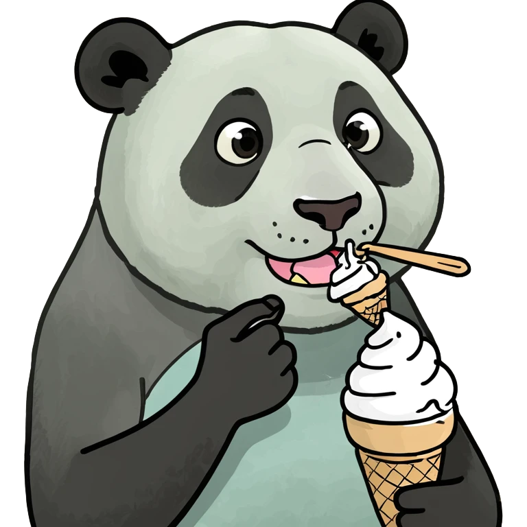 Panda eating ice cream emoji