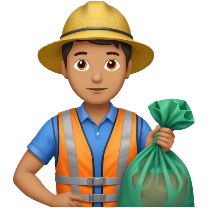 Explorer Man with big trash net and colorful cloth emoji
