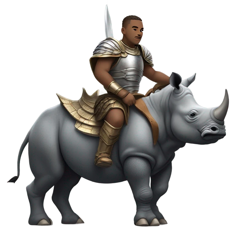 Warrior riding on top of a rhino emoji