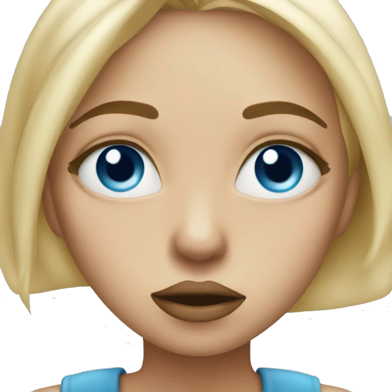 blonde girl blue eye blowing a kiss emoji