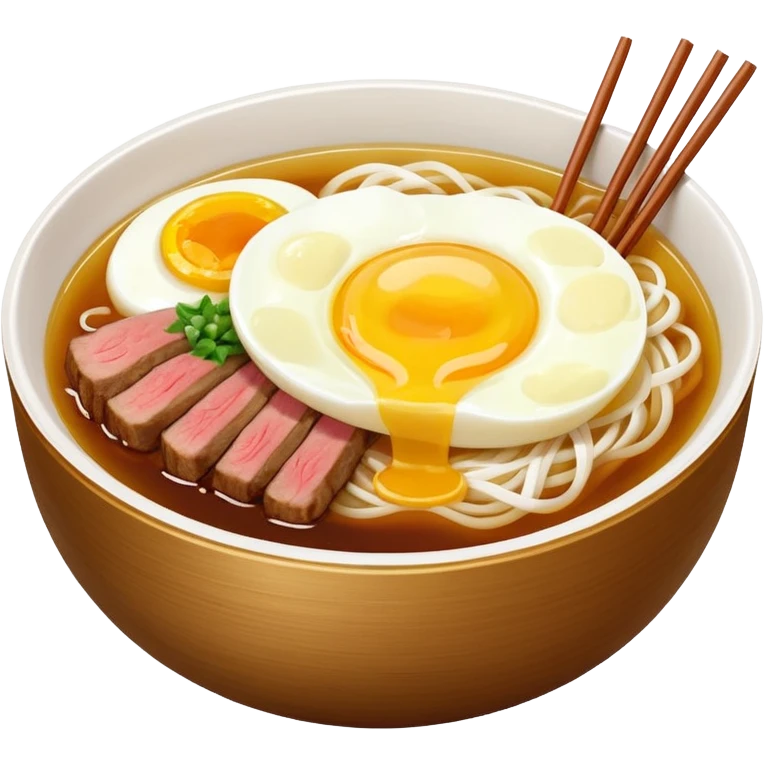 simple naengmyeon with one egg slice, one beef slice, clear broth emoji