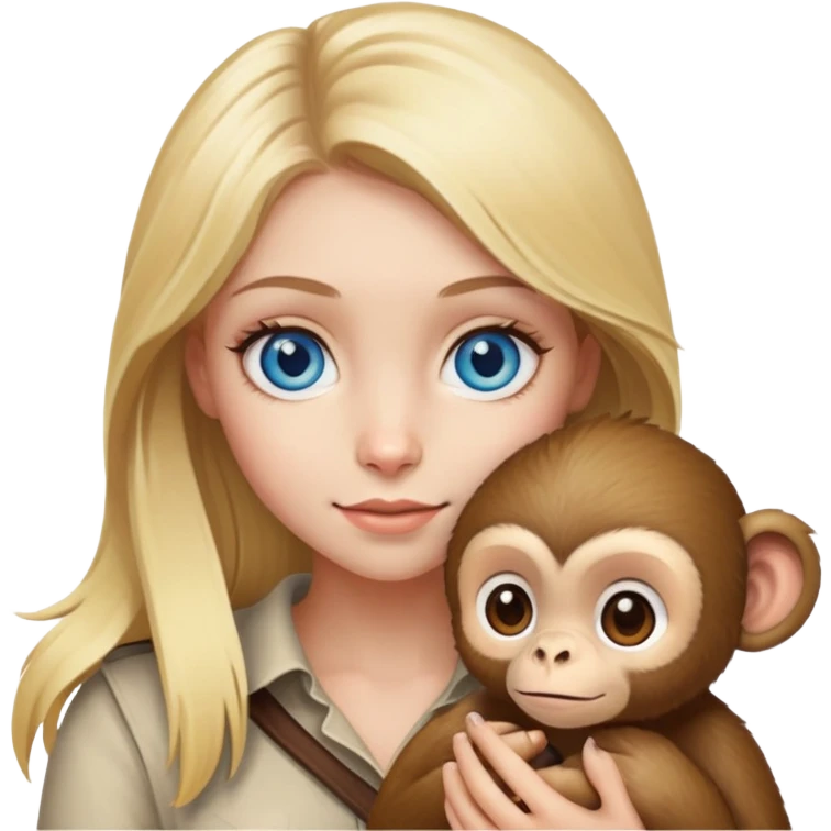 Blonde girl with monkey and blue eyes  emoji