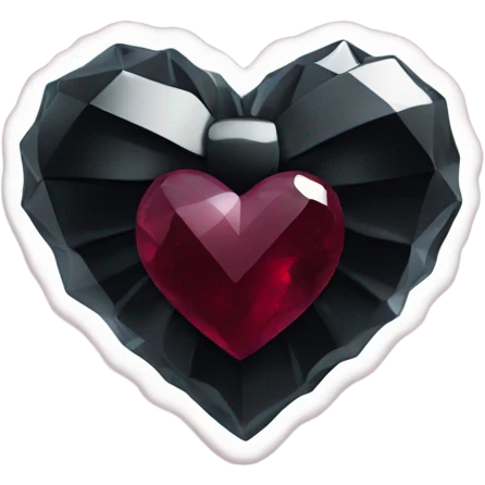 crystal black heart with burgundy bow emoji