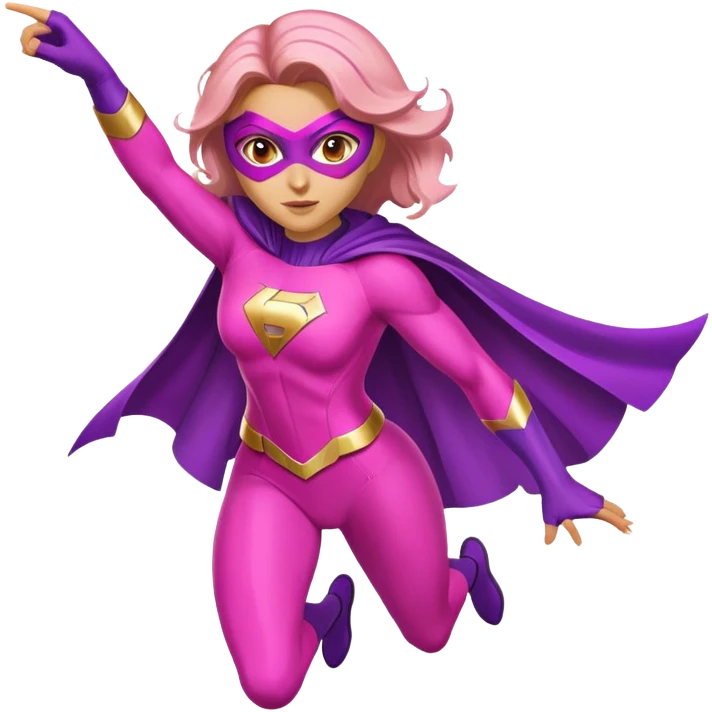 pink violet woman superhero flying emoji