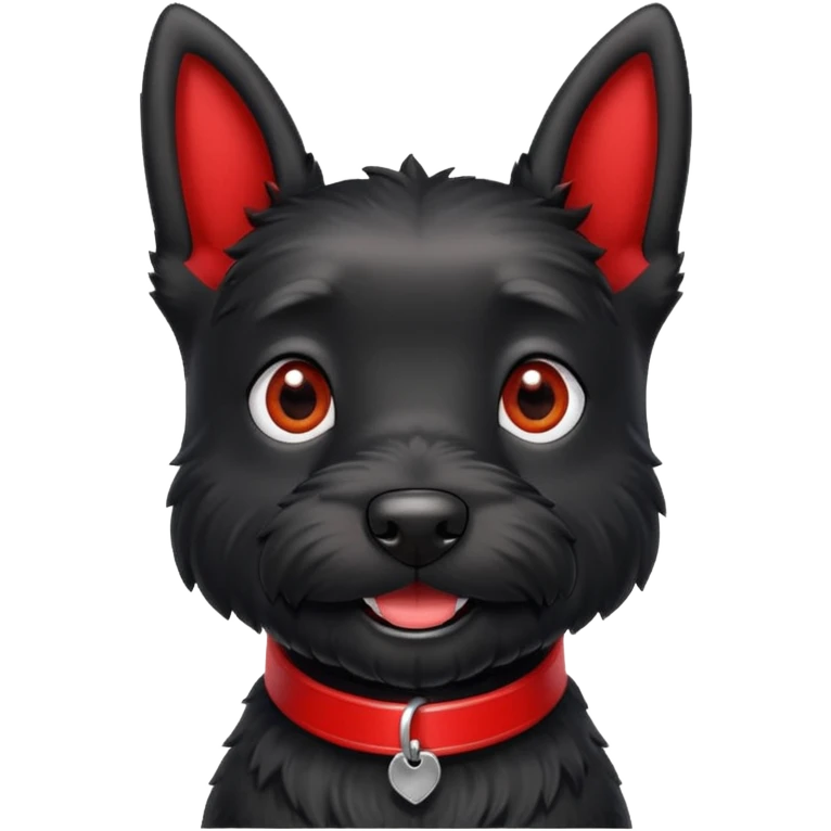 Black Scottie dog with red collar smiling  emoji