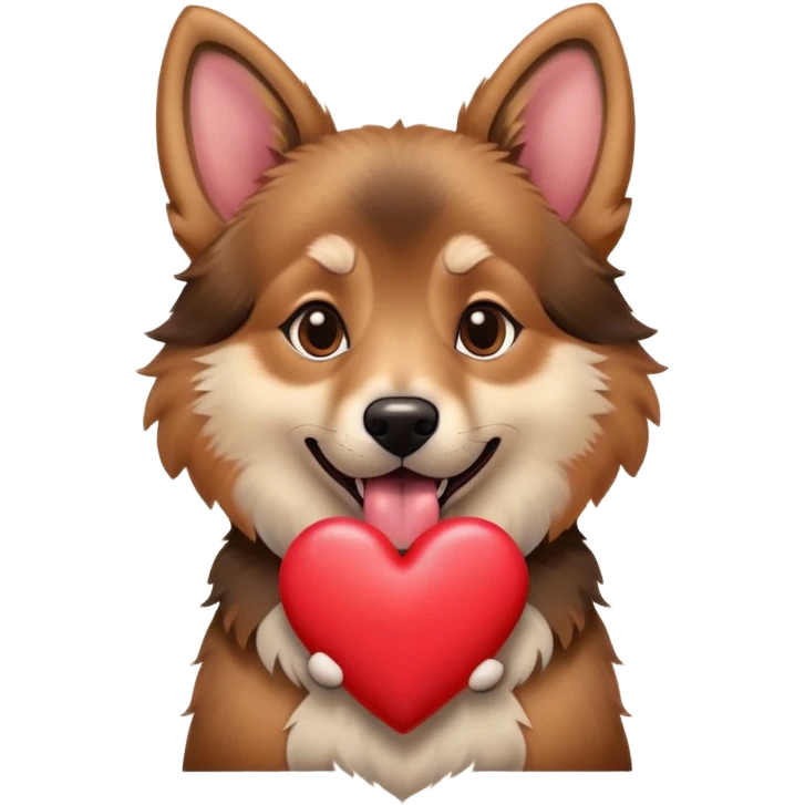 Alsatian dog with tongue out holding out a heart emoji