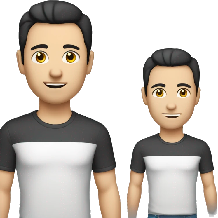 A 30 year old, caucasian man, with short black hair,   wearing a tshirt. emoji