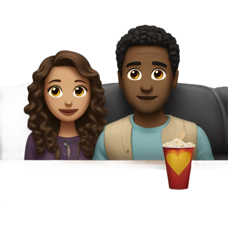 Romantic movie date for beautiful couple emoji