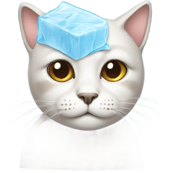 Sad cat with an ice pack on its head  emoji