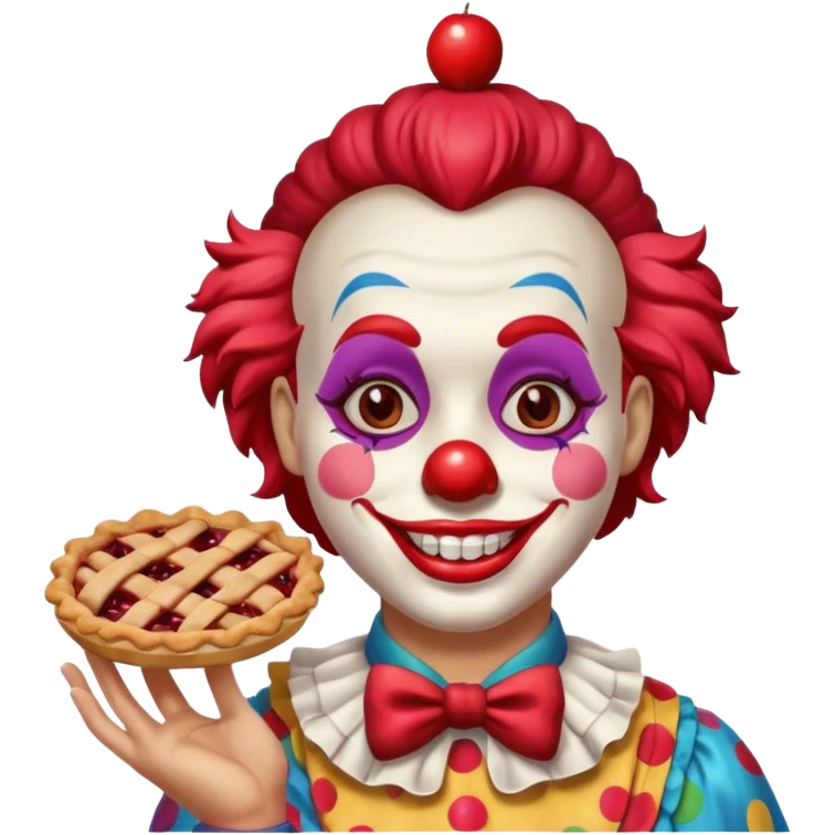 a clown with a cherry pie emoji