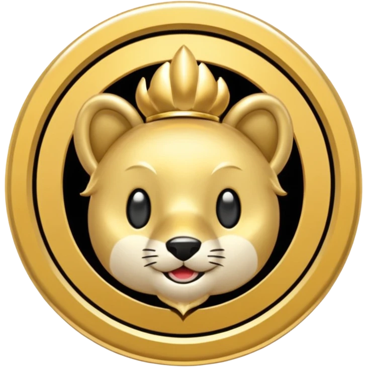 gold token emoji style with simple rim, mascot head only, minimal details, no shadows, centered, transparent background emoji