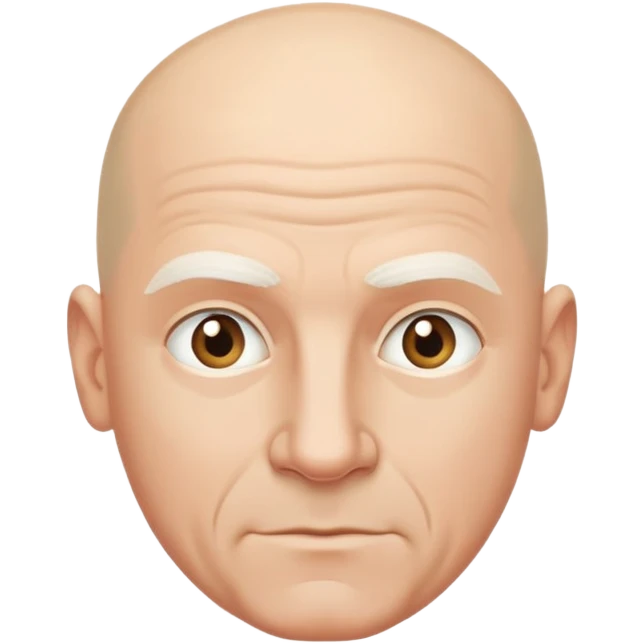 A white bald man with some hair on each side of his head, middle aged. emoji