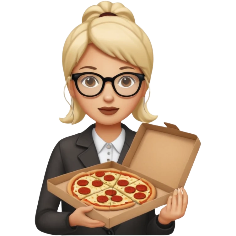 pizza take-out with glassess and long lashes emoji