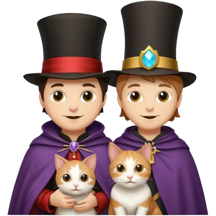 magician couple and their pet cat emoji