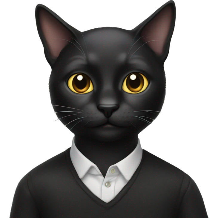 Realistic Black cat  emoji