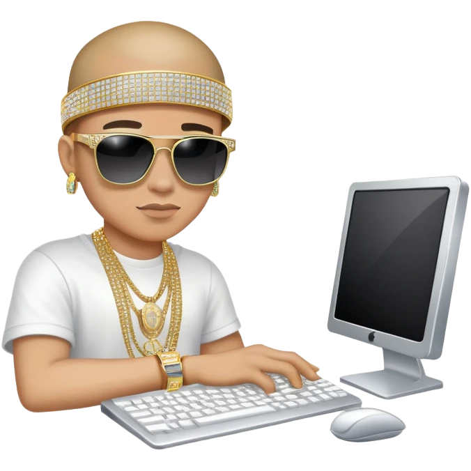 hip hop programmer with bling, sunglasses and computer emoji